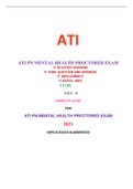 ATI PN MENTAL HEALTH PROCTORED EXAM (28 VERSIONS) / PN MENTAL HEALTH ATI PROCTORED EXAM (28 VERSIONS)|VERIFIED AND 100% CORRECT Q & A, COMPLETE DOCUMENT FOR ATI EXAM|
