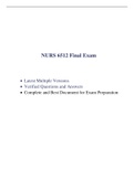 NURS-6512N Final Exam (7 Versions, 700 Q & A, 2021) / NURS 6512 Final Exam / NURS6512 Final Exam / NURS 6512N Final Exam: |100 % Verified and Correct Answers|