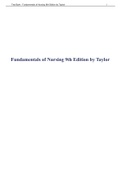 Fundamentals of Nursing 9th Edition by Taylor Test Bank PDF printed