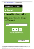 A Level Mathematics C1 Coordinate Geometry (Straight Lines) (Answers