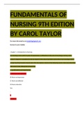  TEST BANK FUNDAMENTALS OF NURSING 9TH EDITION BY CAROL TAYLOR