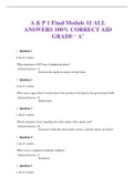  A & P 1 Final Module 11 ALL ANSWERS 100% CORRECT AID GRADE ‘ A’