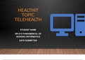 NR 512 Week 7 Assignment; Narrated Powerpoint Presentation Physician Telehealth Adoption