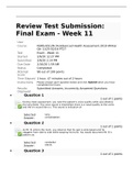NURS 6512N Advanced Health Assessment:  NURS 6512N Final Exam - Week 11, Review Test Submission. 