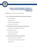 NR 393 Week 1 Course Project Phase 1; Selected Nurse Information Template