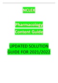NCLEX-Pharmacology Content Guide-UPDATED SOLUTION GUIDE FOR 2021-2022