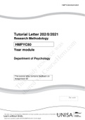 Tutorial Letter 202/0/2021 Research Methodology Year module Department of Psychology This tutorial letter contains feedback on Assignment 02 Bar code HMPYC80