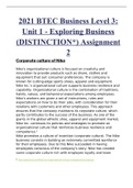 2021 BTEC Business Level 3: Unit 1 - Exploring Business Assignment 2 Bundle (DISTINCTION*)