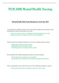 NUR2488 / NUR 2488 Final Exam (Latest 2021 / 2022): Mental Health Nursing - Rasmussen