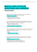 Mental Health NCLEX QUESTIONS AND ANSWERS.