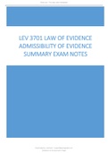 LEV 3701 Law of Evidence Admissibility of Evidence Summary Exam Notes