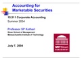Accounting for  Marketable Securities