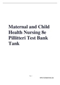 Maternal and Child Health Nursing 8e Pillitteri Test Bank Tank