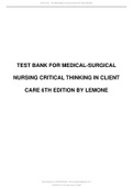 Test Bank for Medical Surgical Nursing Clinical Reasoning in Patient Care 6th Edition by LeMone.