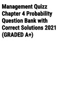 Exam (elaborations) Management Quizz Chapter 4 Probability Question Bank with Correct Solutions 2021 