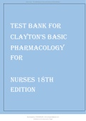 TEST BANK FOR CLAYTON'S BASIC PHARMACOLOGY FOR NURSES 18TH EDITION BY WILLIHNGANZ 