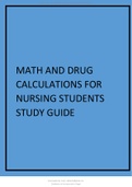 Math And Drug Calculations For Nursing Students Latest Study Guide.