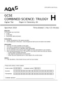 AQA GCSE COMBINED SCIENCE TRILOGY Paper Chemistry 2H 2018
