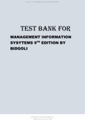 MIS, 9th Edition, Hossein Bidgoli Latest Updated Test Bank.