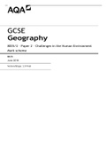 AQA GCSE GEOGRAPHY 8035/2 Paper 2 Challenges in the Human Environment Mark scheme 2020