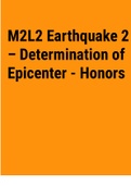 Exam (elaborations) M2L2 Earthquake 2 – Determination of Epicenter - Honors 