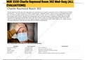 Exam (elaborations) NUR 3330 Charlie Raymond Room 302 Med-Surg (ALL EVALUATIONS) 