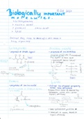Biologically Important Molecules (Lecture Notes)
