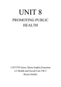 UNIT 8 Assignment PROMOTING PUBLIC HEALTH