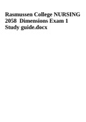 Rasmussen College NURSING 2058 Dimensions Exam 1 Study guide