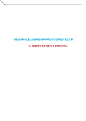 HESI RN LEADERSHIP PROCTORED EXAM ( 11 VERSIONS) (LATEST-2021): VERIFIED DOCUMENT, 100% CORRECT