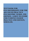 Psychotherapy For The Advanced Practice Psychiatric Nurse, Second Edition: A How-To Guide For Evidence- Based Practice 2nd Edition Wheeler Test Bank.