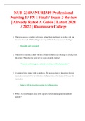 NUR 2349 / NUR2349 Professional Nursing I / PN I Final / Exam 3 Review | Already Rated A Guide | Latest 2021 / 2022 | Rasmussen College