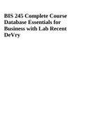 BIS 245 Complete Course Database Essentials for Business with Lab Recent DeVry