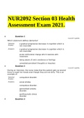 NUR2092 Section 03 Health Assessment EXAM Chamberlain College Of Nursing