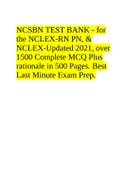 2023 NCLEX RN Uworld Comprehensive Study Guide + Nclex Practice Questions + Rationals.  2 Exam (elaborations) NCSBN TEST BANK - for the NCLEX-RN PN, & NCLEX-Updated 2021, over 1500 Complete MCQ Plus rationale in 500 Pages. Best Last Minute Exam Prep.  3 E