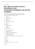 BSC 2085/BSC 2085 ANATOMY EXAM 3 QUESTIONS AND ANSWERS(UNIVERSITY OF SOUTH FLORIDA)