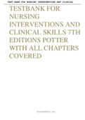 TESTBANK FOR NURSING INTERVENTIONS AND CLINICAL SKILLS 7TH EDITIONS POTTER WITH ALL CHAPTERS COVERED