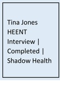 Tina Jones HEENT Interview Completed Shadow Health