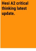 Exam (elaborations) Hesi a2 critical thinking latest update. 