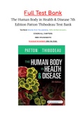 The Human Body in Health & Disease 7th Edition Patton Thibodeau Test Bank