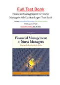 Financial Management for Nurse Managers 4th Edition Leger Test Bank ISBN: 9781284127256
