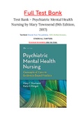 Test Bank - Psychiatric Mental Health Nursing by Mary Townsend (9th Edition, 2017) ISBN: 9780803660540