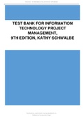 Test Bank For Information Technology Project Management, 9th Edition, Kathy Schwalbe