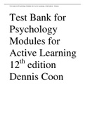 Test bank for Psychology Modules for Active Learning, 12th Edition - Dennis 