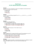 (Answered) Final Exams ECON 1580 Introduction to Economics Latest Fall 2022.
