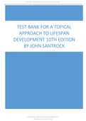 Test Bank for A Topical Approach to Lifespan Development 10th Edition By John Santrock