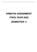 HRM3704 ASSIGNMENT NO.2 SEMESTER 1 YEAR 2022 SUGGESTED SOLUTIONS