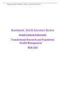 NURS 550 Benchmark - Part A: Literature Review Translational Research and Population Health Management 