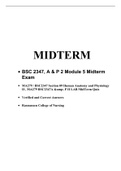 BSC 2347 A & P 2, Module 05 Midterm Exam,(Version 6), BSC 2347 AP 2 (Latest) Human Anatomy and Physiology II, Secure HIGHSCORE, Rasmussen College