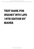 TEST BANK FOR INQUIRY INTO LIFE 16TH EDITION BY MADER